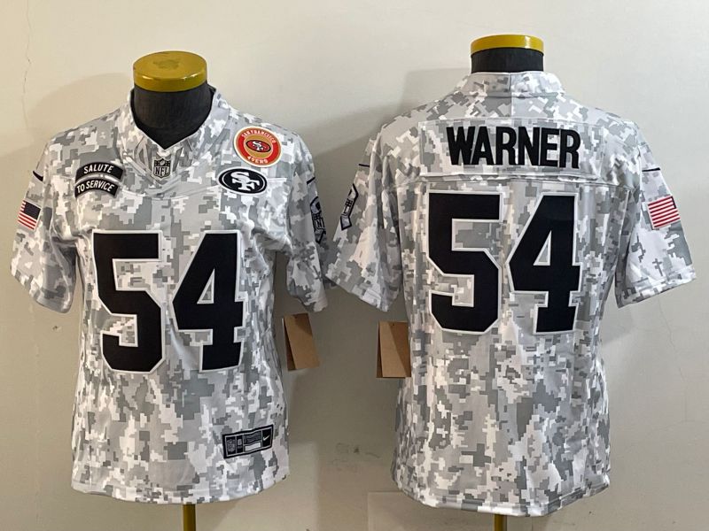 Women San Francisco 49ers #54 Warner Nike Arctic Camo 2024 Salute to Service Limited NFL Jersey style 2->oakland raiders->NFL Jersey